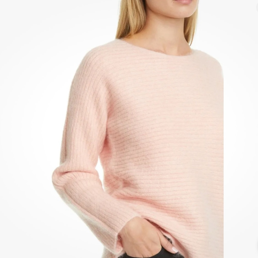 New Adam Lippes Mohair Peach , Textured Sweater Boatneck Blush firm